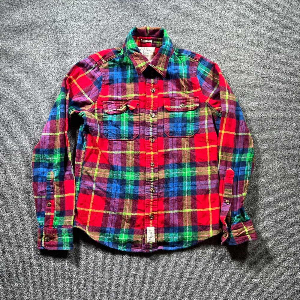 Abercrombie & Fitch Muscle Flannel Shirt Men Small Multicolor Plaid Button Front